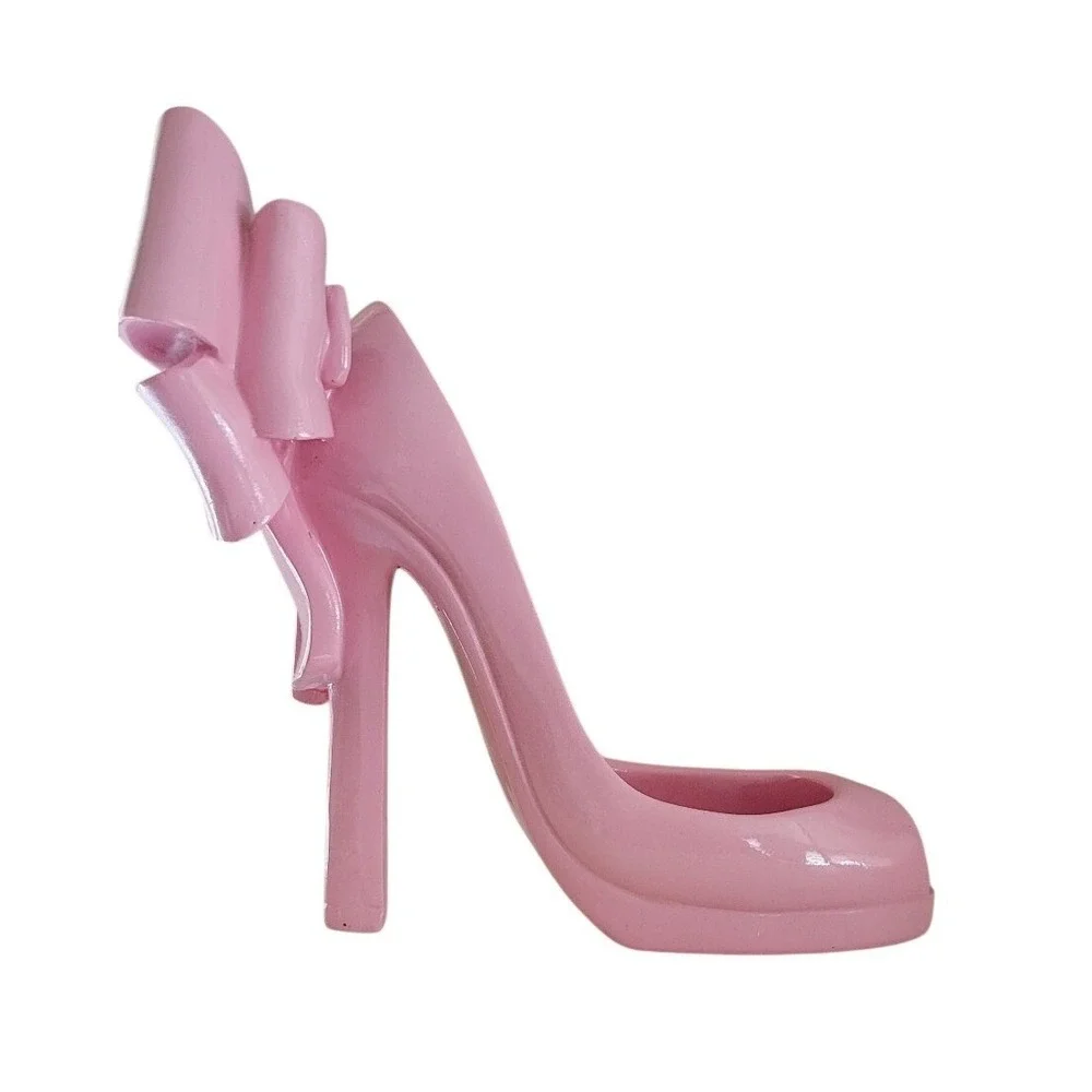 Unbranded Pink High Heel Shoe Figurine Home Decor Pink New Bow Peep Toe‎ Accent